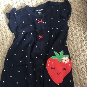 Navy polka dot romper